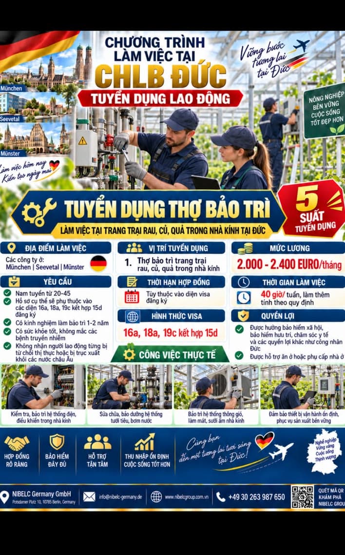 Thợ bảo trì trang trại nhà kính